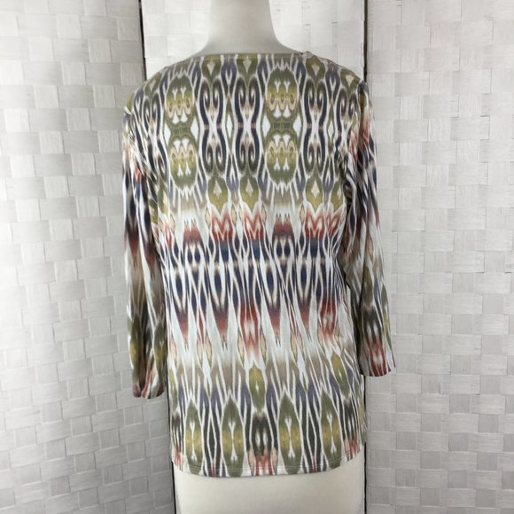 Chico's Multi-color top, tie in front at hem, SZ 1 - Picture 2 of 3